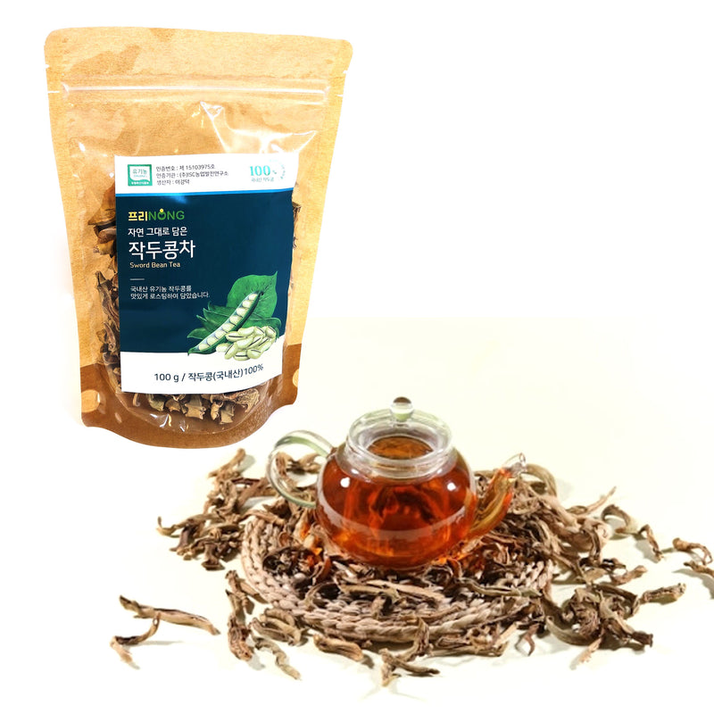 FREENONG 100% Natural Organic Pure Korean Sword Bean & Bitter Melon Tea Set for Detox Antioxidant Health Tea, Gut Health Tea Drink Beverage, No Sugar Caffeine, Sword Bean 100g, Bitter Melon 80g