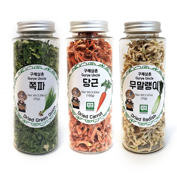 Gurye Uncle 100% Korea Natural Dehydrated Vegetable Flakes Cut & Sifted in Reclosable Bottle for Soup, Ramen Topping, Stir-fries, Salad